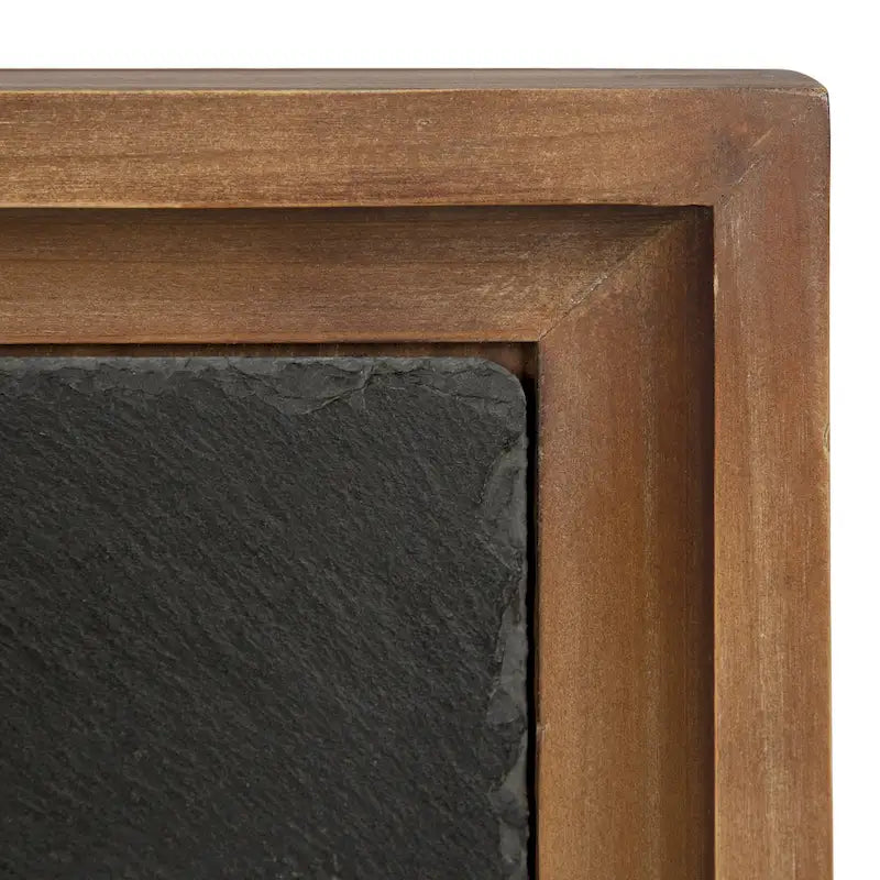 Tavolino d'appoggio in legno e ferro con piano in ardesia - 19.75x13.5x23.25