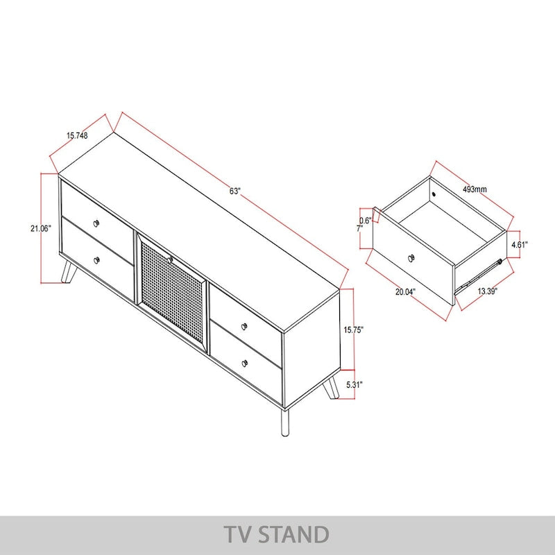 Mobile porta TV moderno di metà secolo, nero