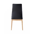 Sedia da pranzo (set da 2), pelle nera e finitura noce