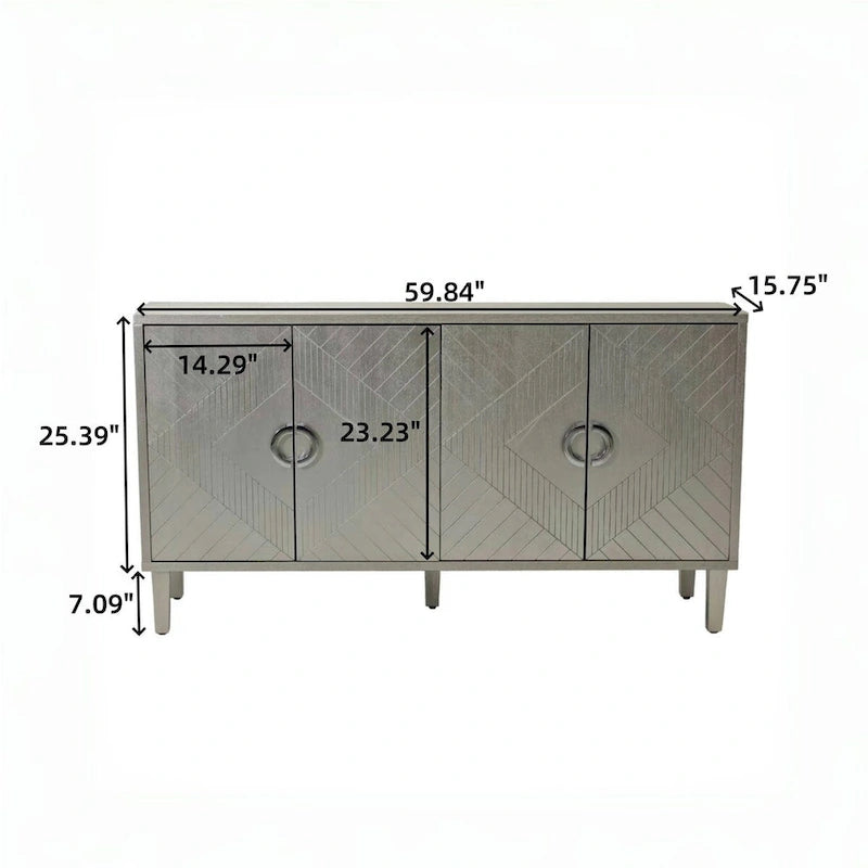 Armadio contenitore a 4 ante con gambe in pino