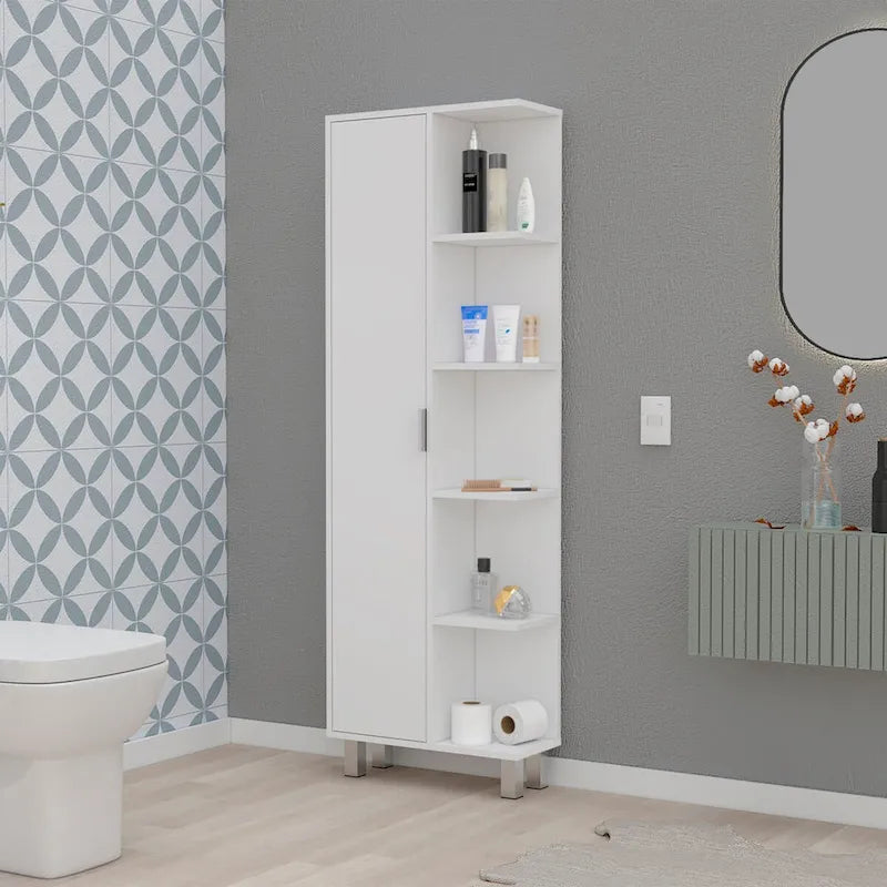 Mobiletto da bagno in lino con ripiani