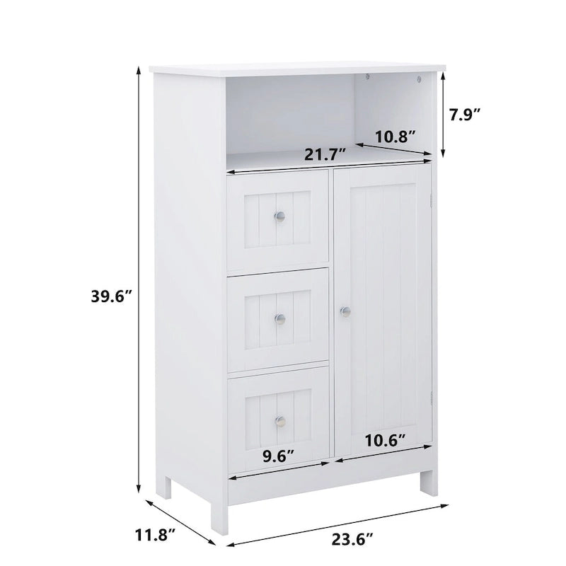 Mobiletto da bagno a colonna con cassetti e ripiano aperto, 60 cm