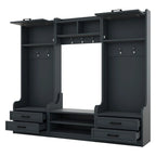 Mobile appendiabiti 4-in-1 staccabile con armadietti, cassetti, ganci e panca portascarpe
