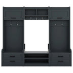 Mobile appendiabiti 4-in-1 staccabile con armadietti, cassetti, ganci e panca portascarpe