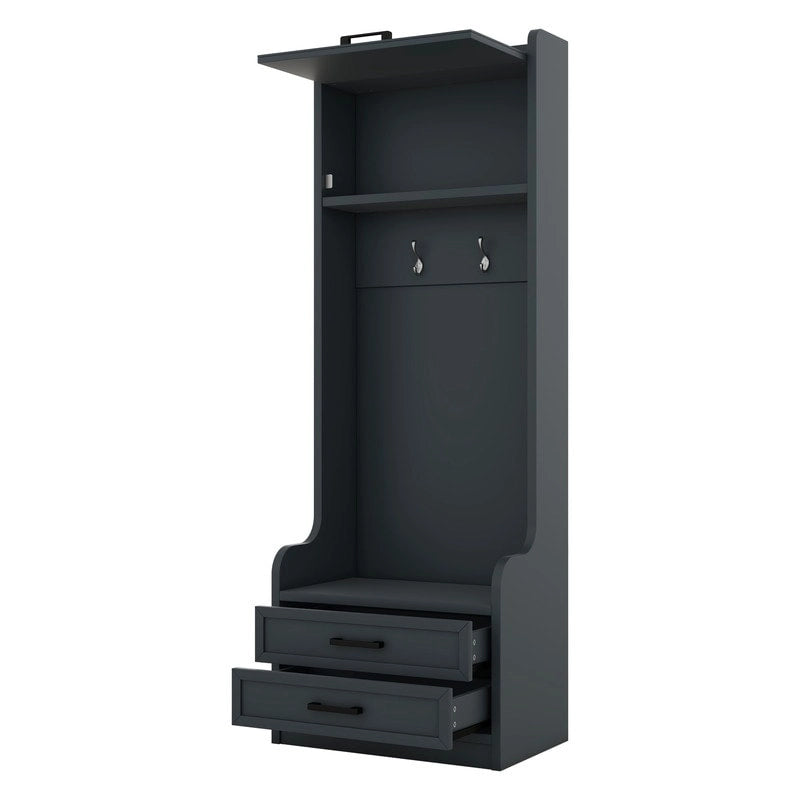 Mobile appendiabiti 4-in-1 staccabile con armadietti, cassetti, ganci e panca portascarpe