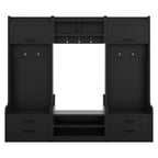 Mobile appendiabiti 4-in-1 staccabile con armadietti, cassetti, ganci e panca portascarpe