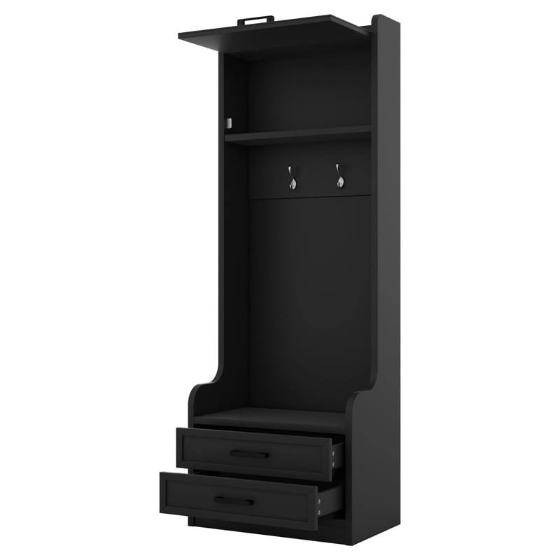 Mobile appendiabiti 4-in-1 staccabile con armadietti, cassetti, ganci e panca portascarpe