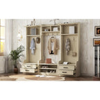 Mobile appendiabiti 4-in-1 staccabile con armadietti, cassetti, ganci e panca portascarpe