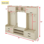 Mobile appendiabiti 4-in-1 staccabile con armadietti, cassetti, ganci e panca portascarpe